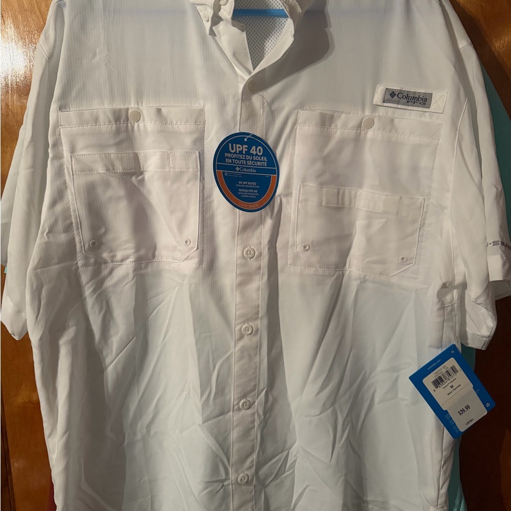 Columbia Men's White Casual Button Down Shirt